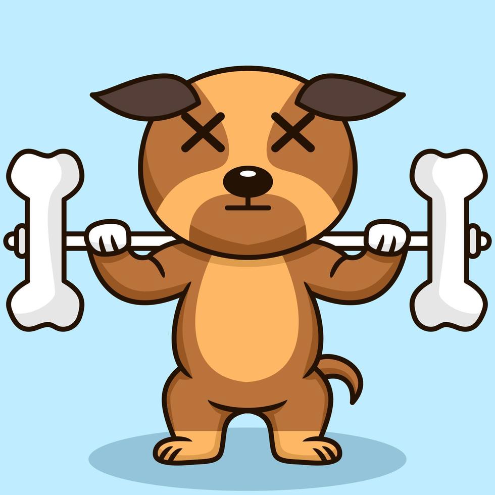 ilustración vectorial de perro lindo premium haciendo levantamiento de huesos vector