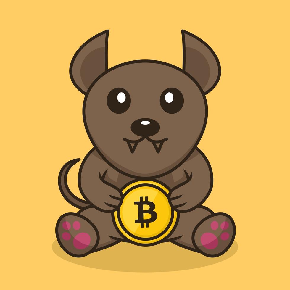 Vector illustration of premium cute dog holding gold coin