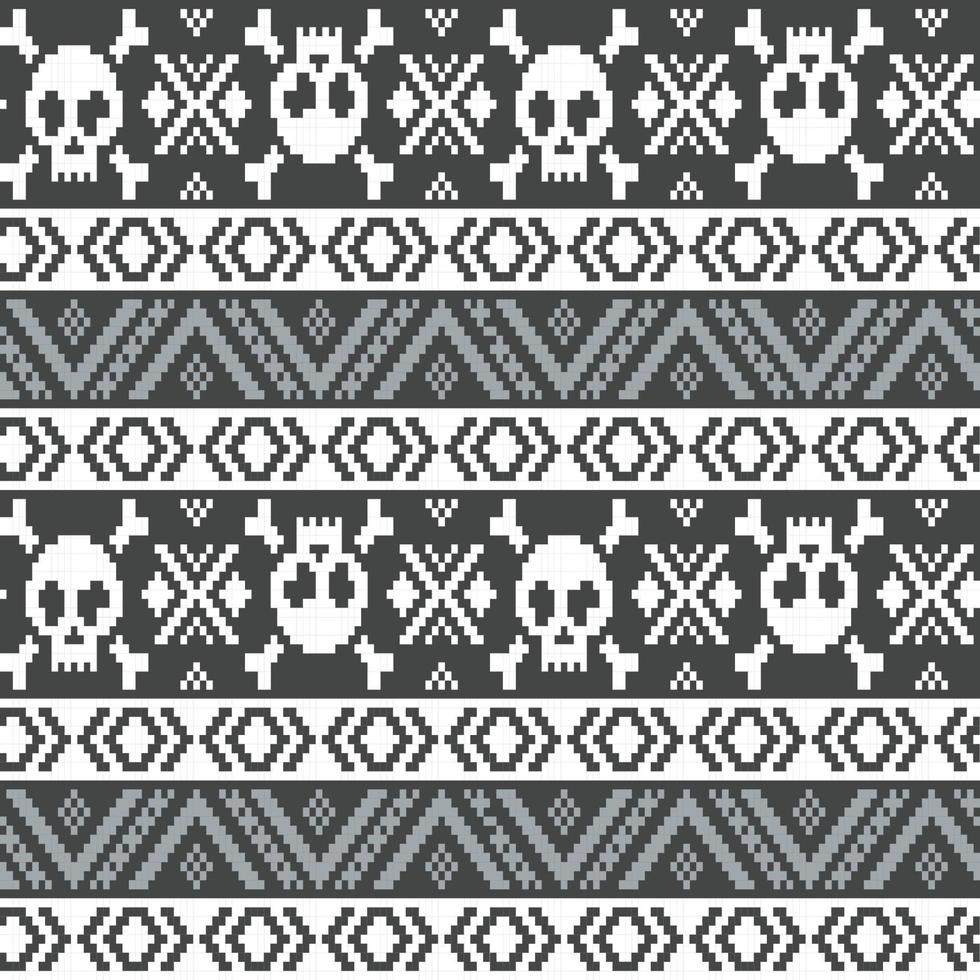 Winter skull fair isle seamless pattern vector