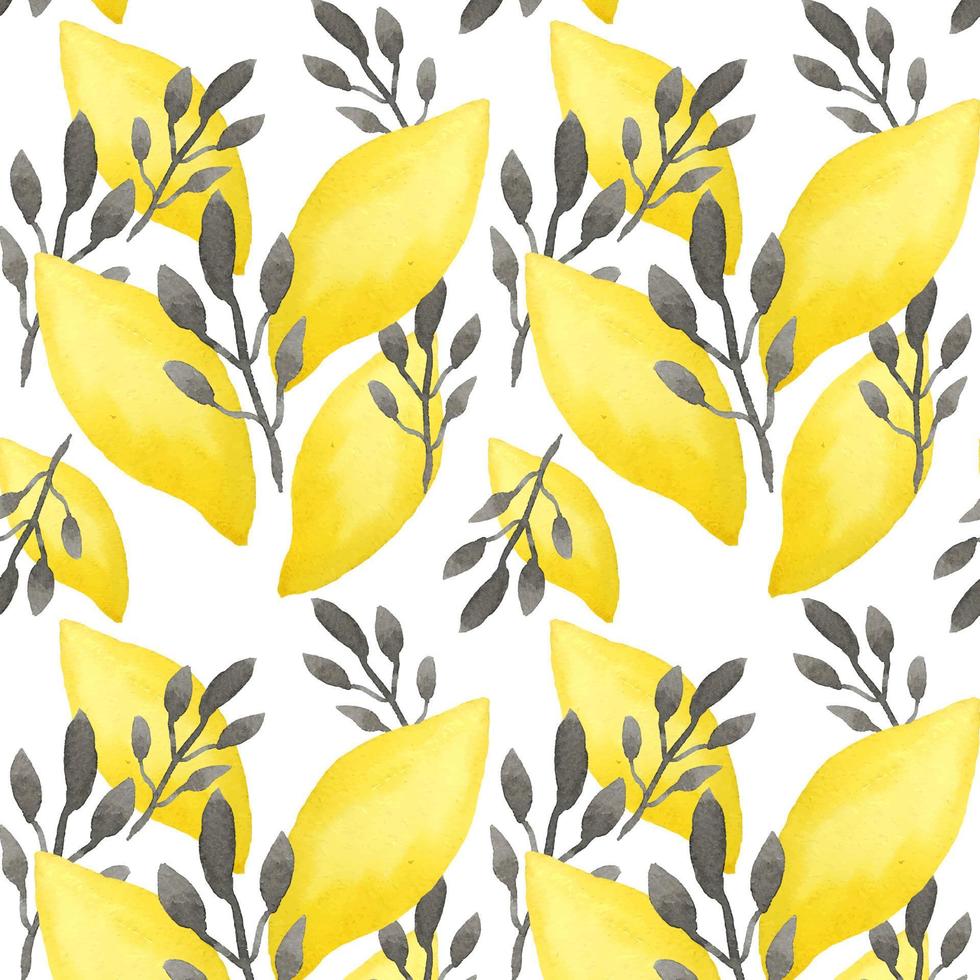 Tropical seamless pattern with yellow lemons. Fruit repeated background. Vector bright print for fabric or wallpaper.
