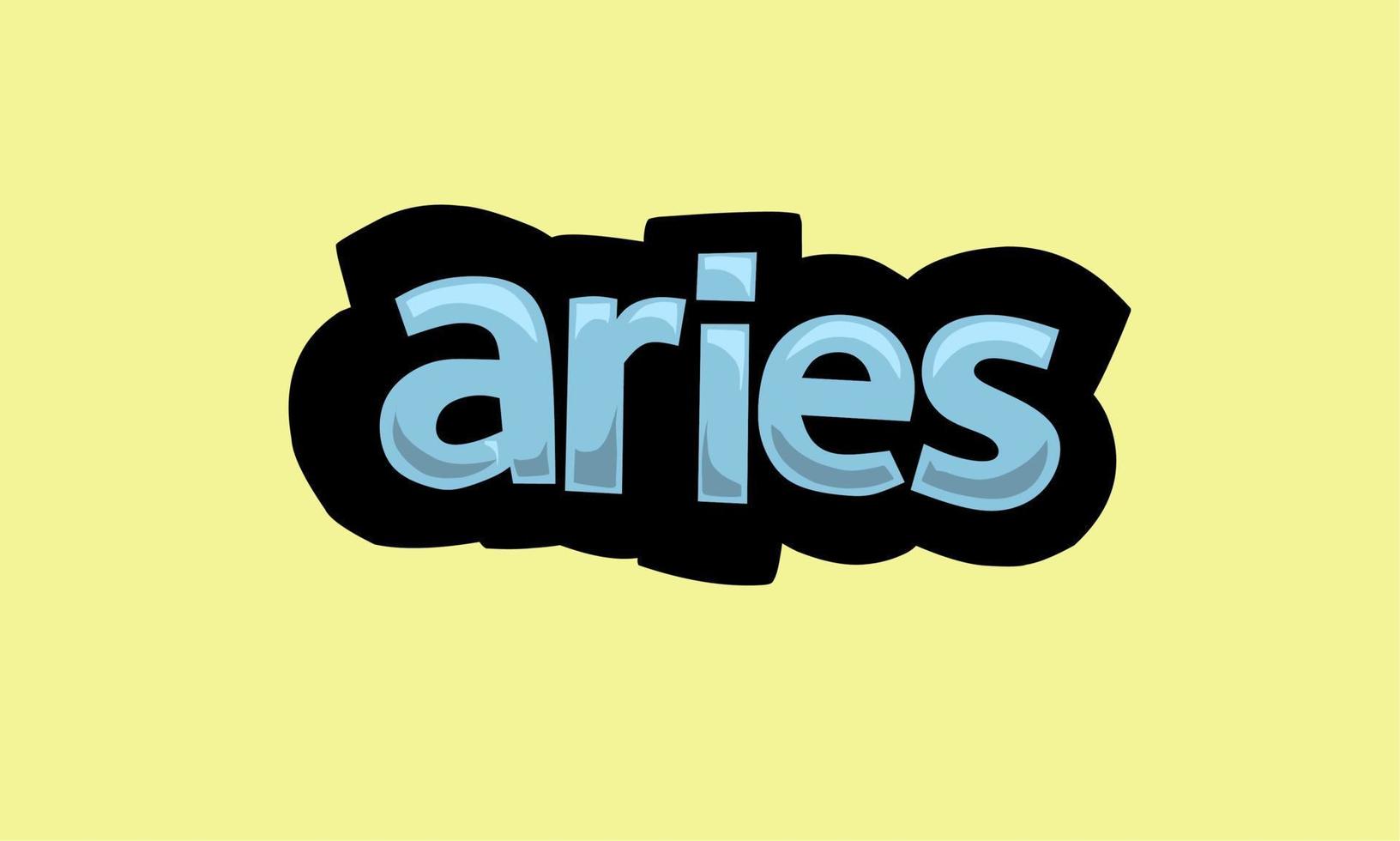 ARIES writing vector design on a yellow background