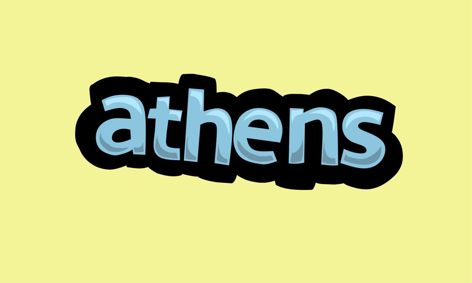 Atenas escribiendo diseño vectorial sobre un fondo amarillo vector