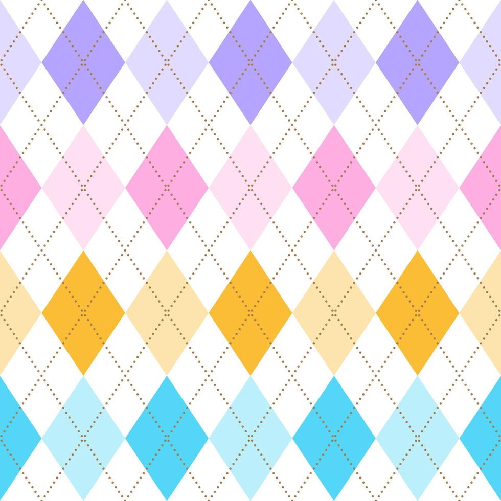Diamond Square Argyle Diagonal Dash Line Color Blue Pink Orange Purple Abstract Shape Element Gingham Checkered Pattern Illustration Wrapping Paper, Picnic Mat, Tablecloth, Fabric Background vector