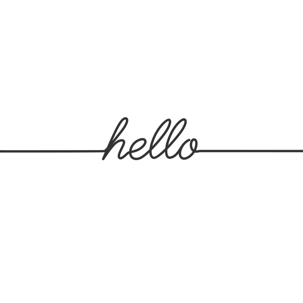 Hello - Continuous line drawing typography lettering minimalist design vector