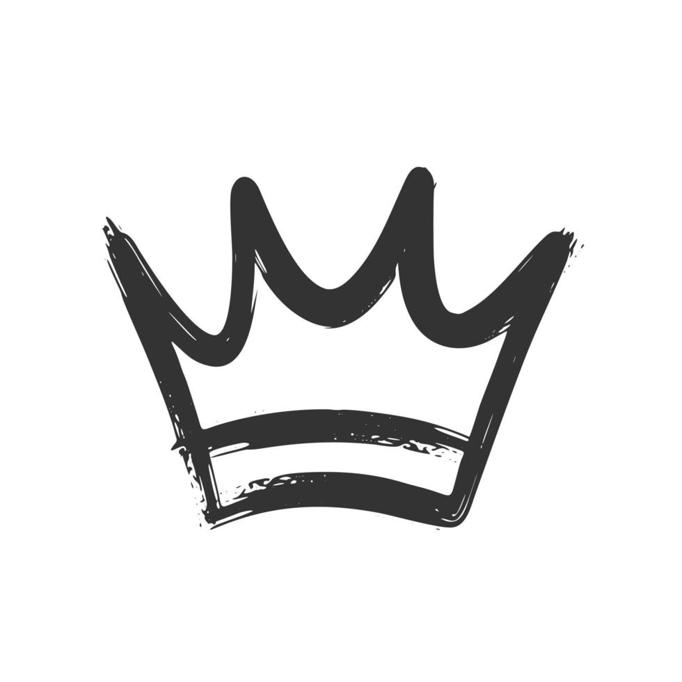 crown icon in brush stroke texture paint style vector