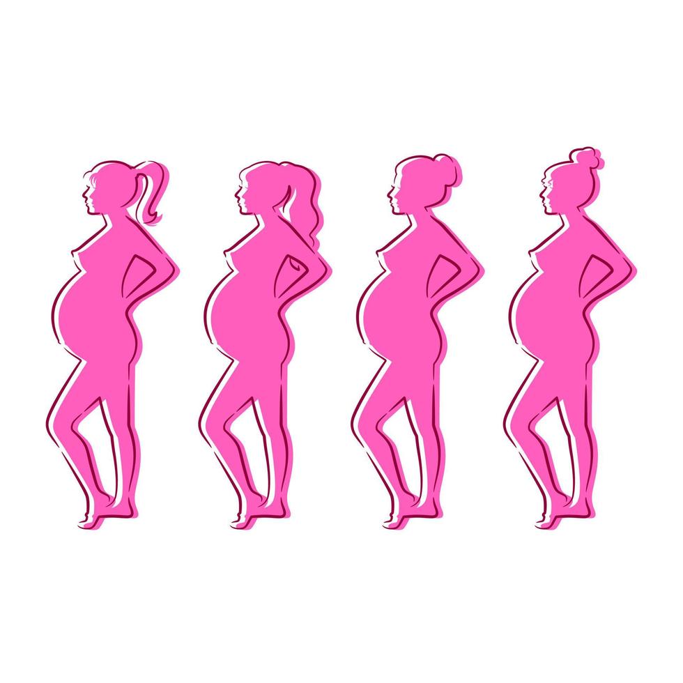 Line art pregnant women vector illustration