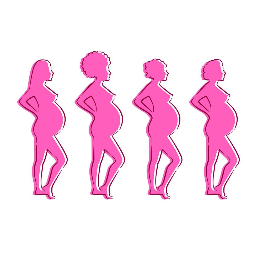 Line art pregnant women vector illustration