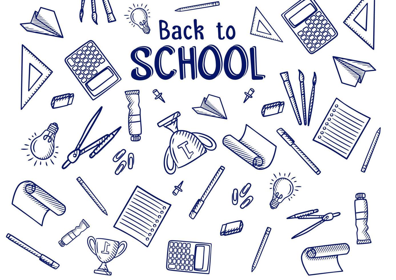 Hand drawn back to school vector banner background