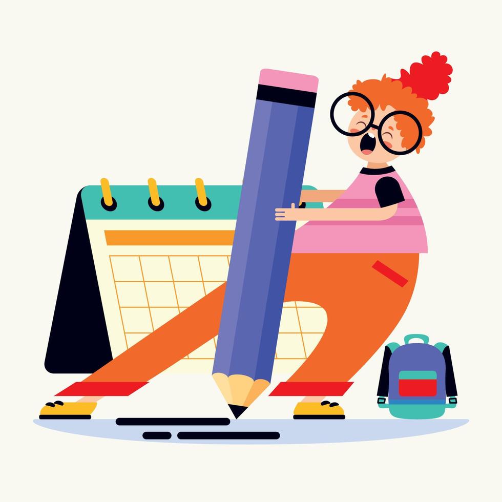 Education Concept With Flat Character vector