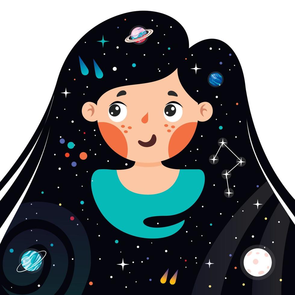 Fantasy Space With An Abstract Figure vector