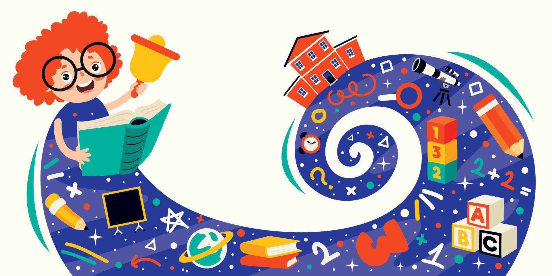 Education Concept With Cartoon Character vector