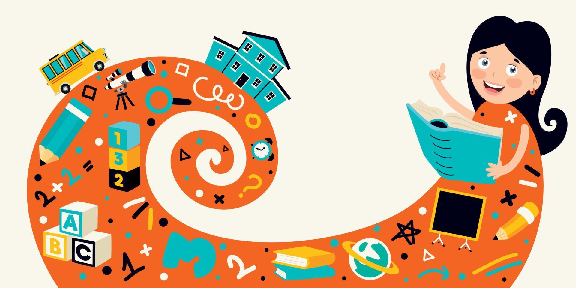 Education Concept With Cartoon Character vector