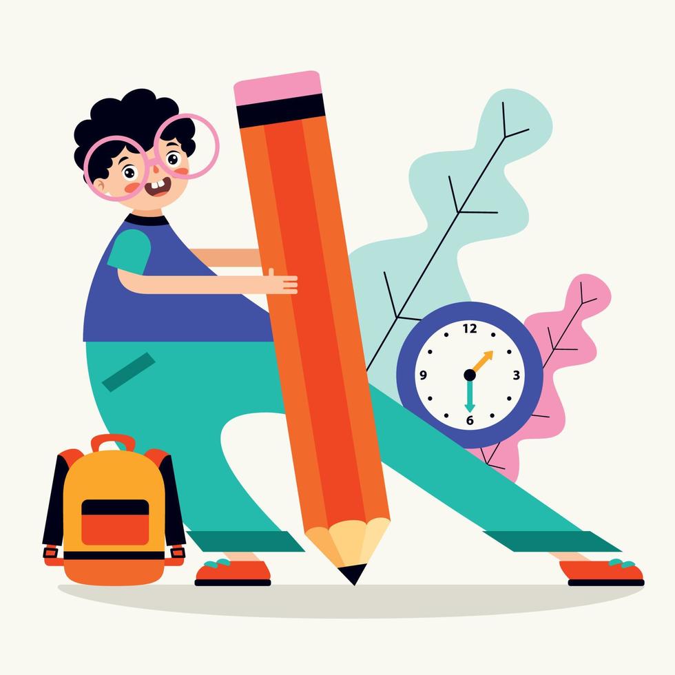 Education Concept With Flat Character vector