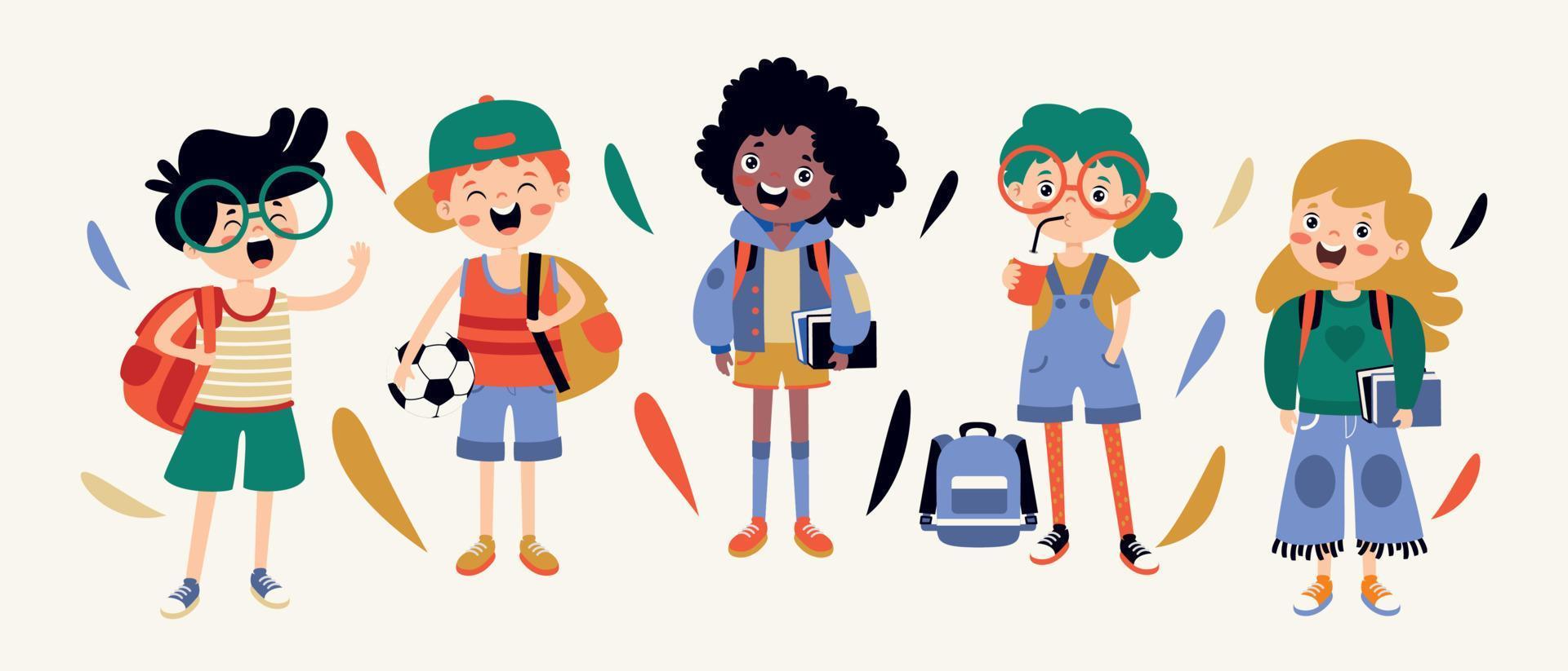 Set Of Various Teen College Students vector