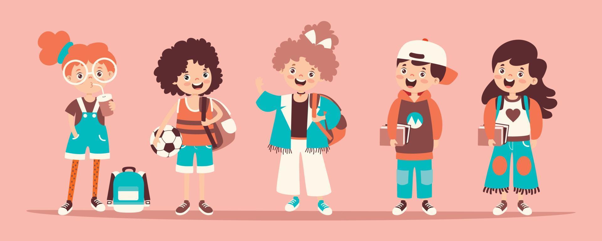 Set Of Various Teen College Students vector