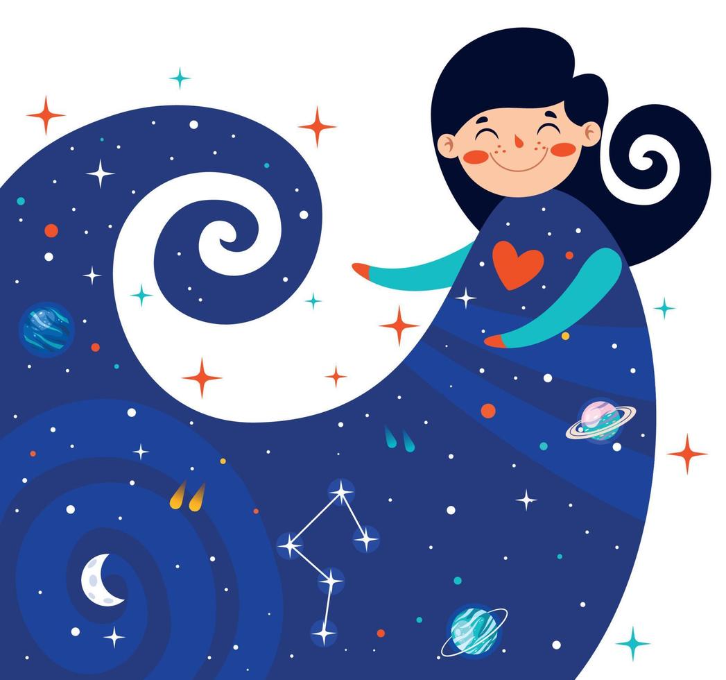 Fantasy Space With An Abstract Figure vector