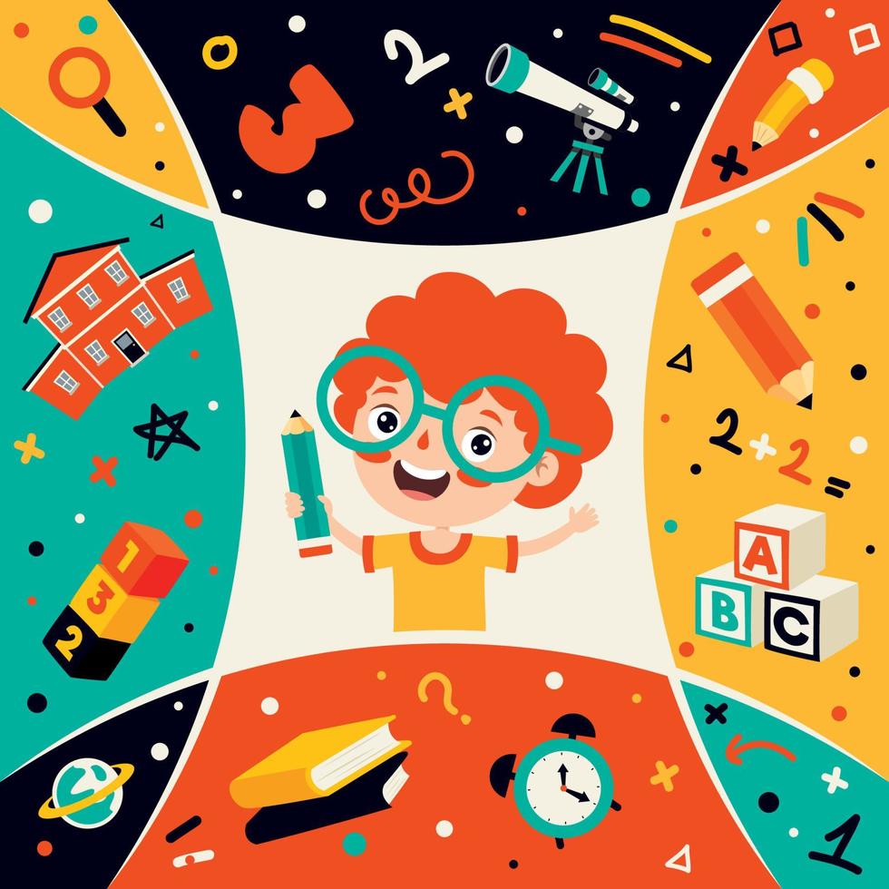 Education Concept With Cartoon Character vector