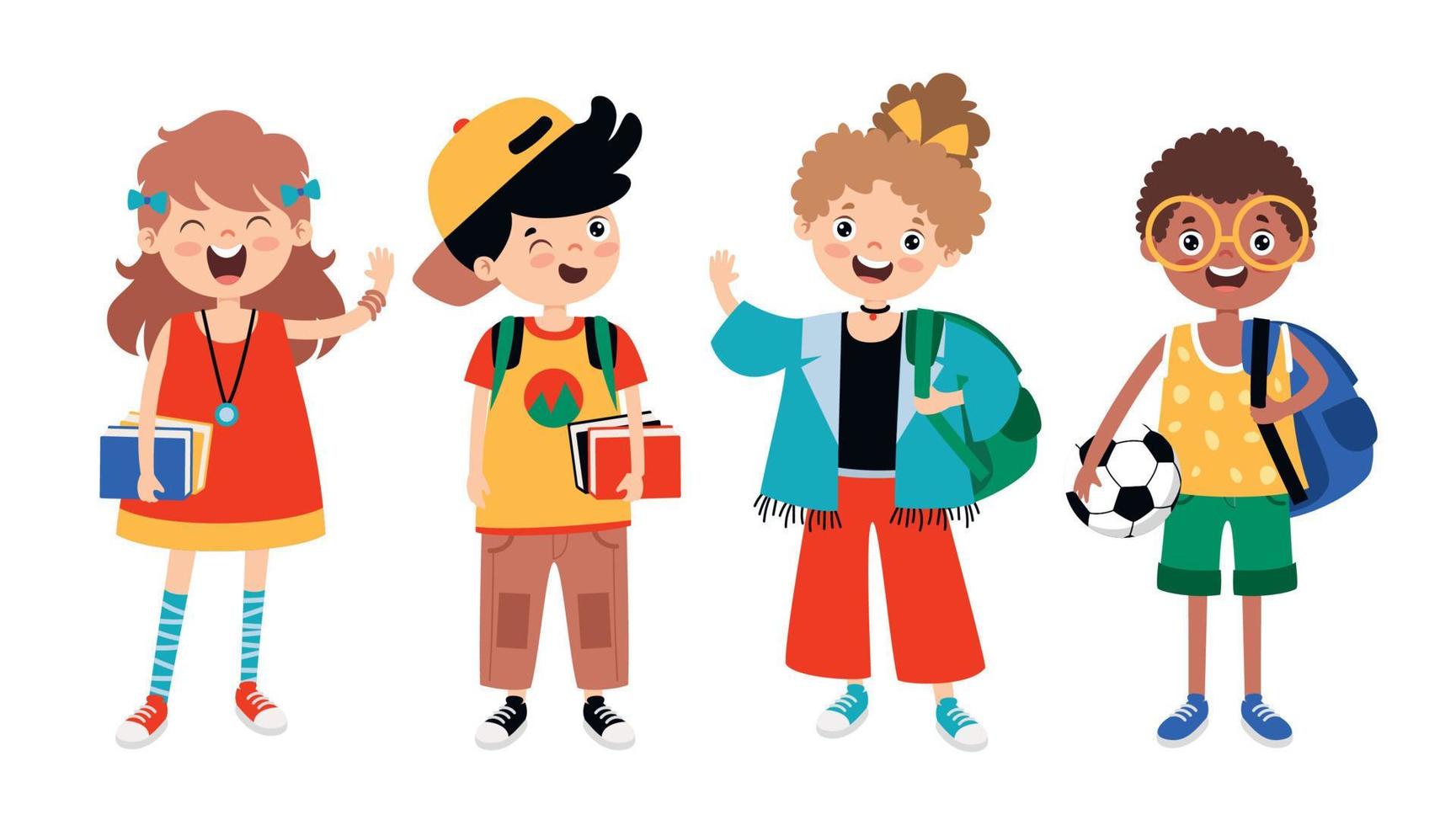 Set Of Various Teen College Students vector