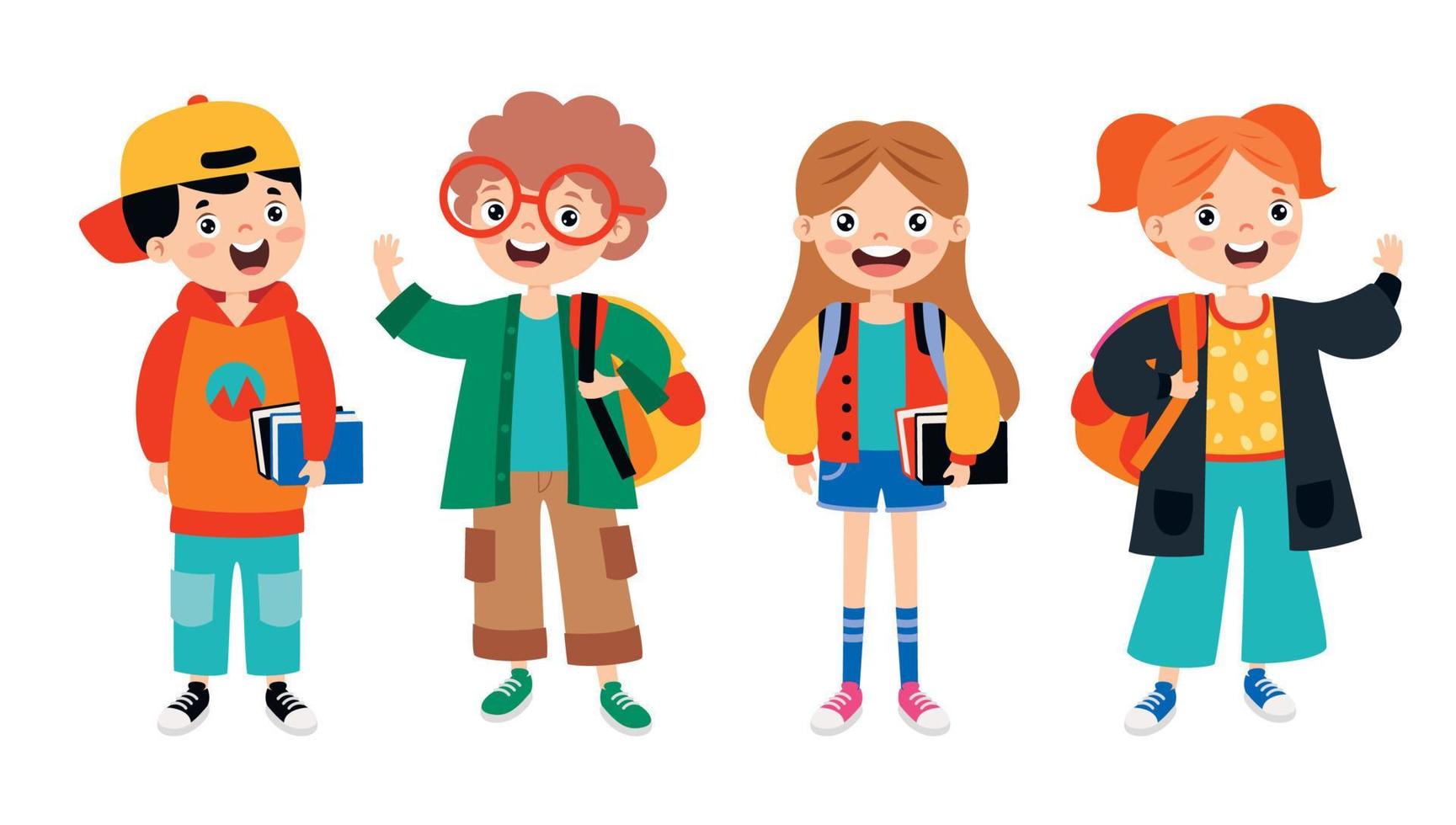 Set Of Various Teen College Students vector