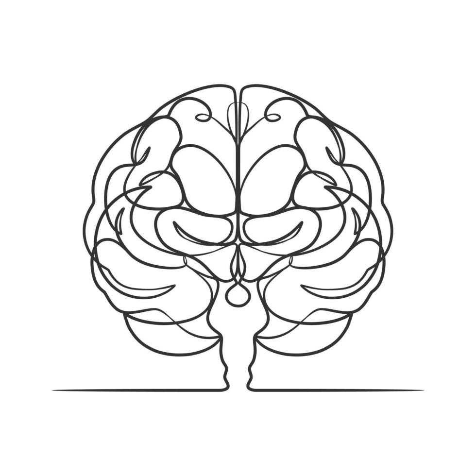 Continuous line drawing of a human brain vector