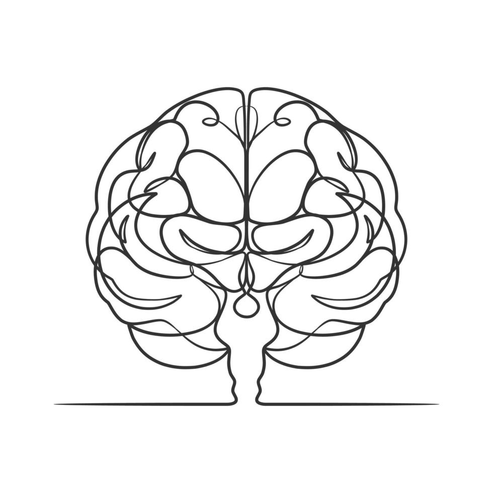 dibujo de línea continua de un cerebro humano vector