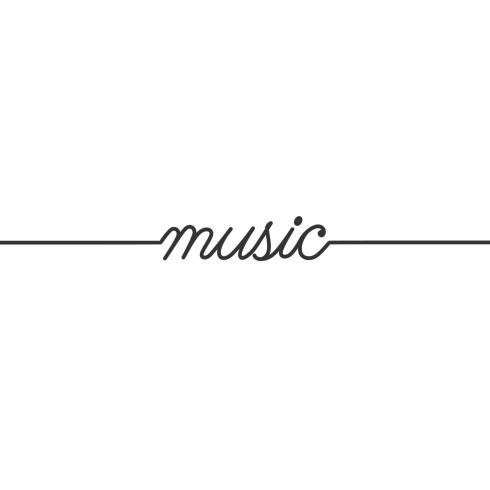 Music - Continuous line drawing typography lettering minimalist design vector