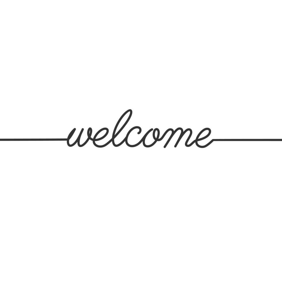 Welcome - Continuous line drawing typography lettering minimalist design vector