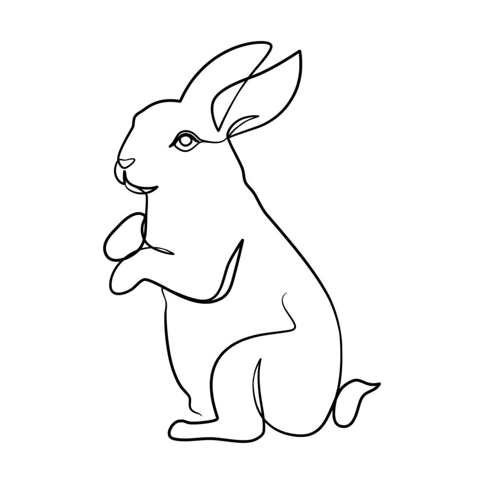 Bunny Rabbit continuous line art drawing vector