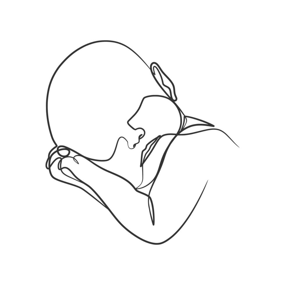 Continuous line art drawing illustration of baby vector