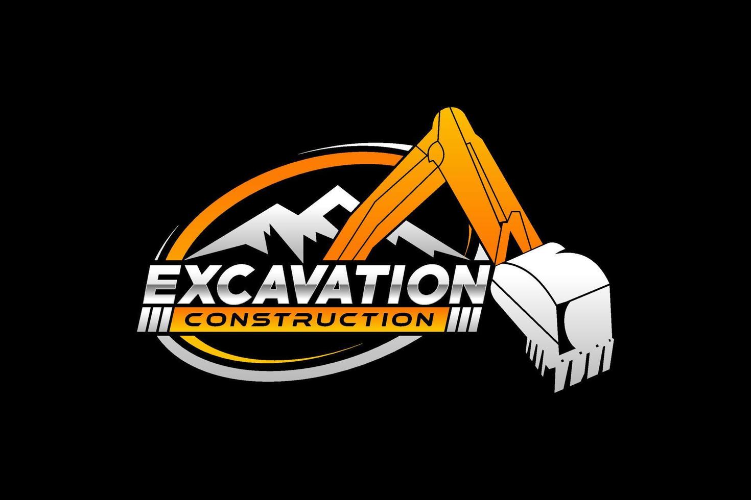 Excavator heavy equipment construction vector. vector