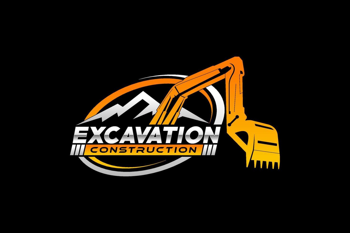 Excavator heavy equipment construction vector. vector