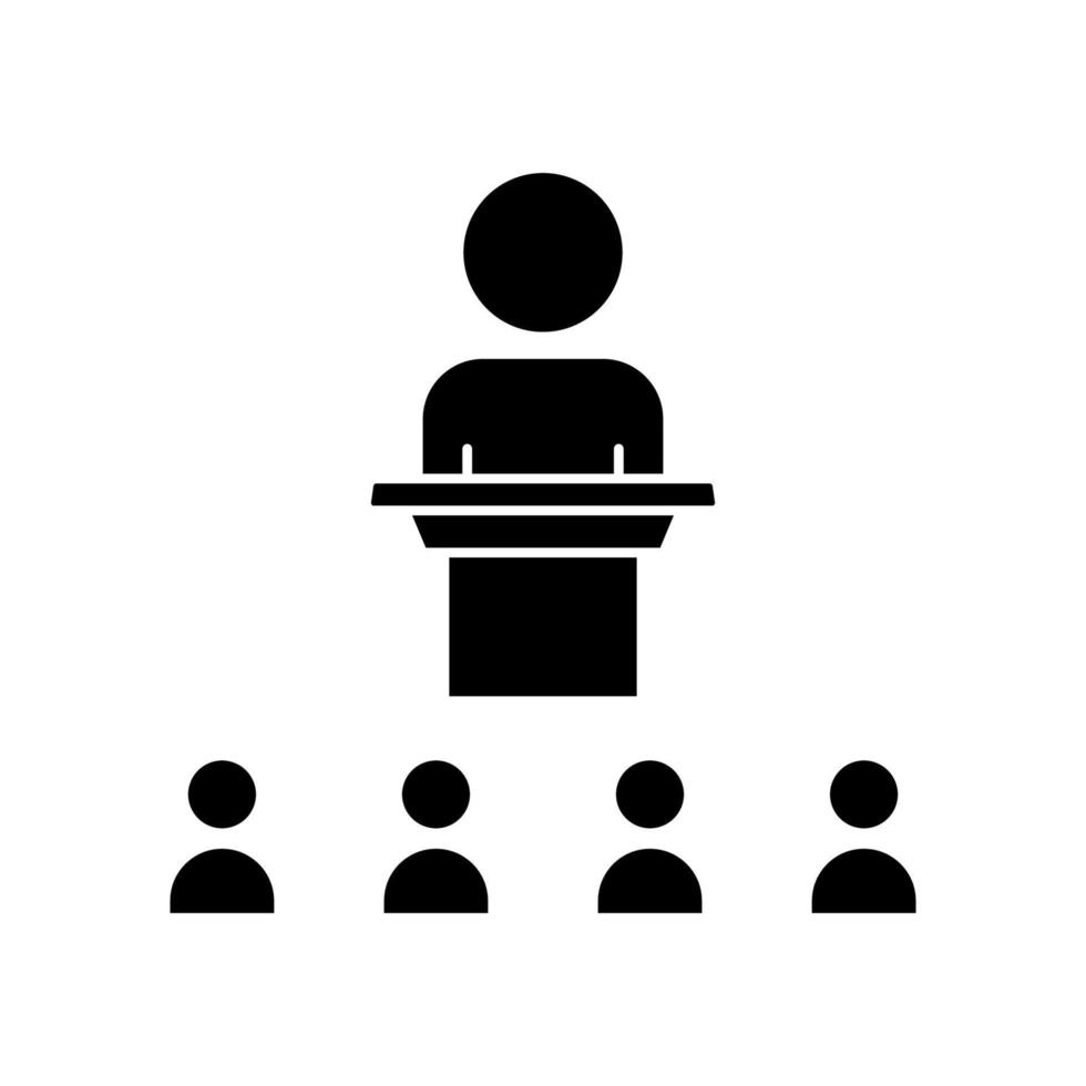 People icon in podium. icon related to discussion, business. Glyph icon style, solid. Simple design editable vector