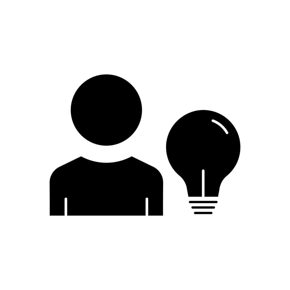People icon with light bulb. icon related to idea, discussion, business. Glyph icon style, solid. Simple design editable vector