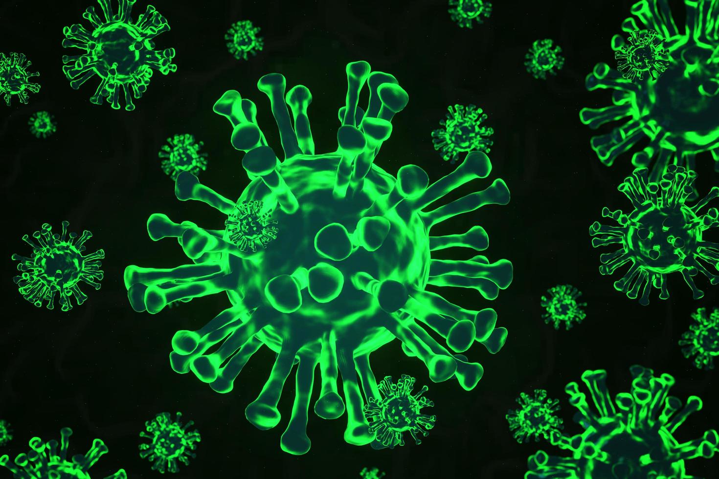 primer plano del virus del microscopio. ilustración de las células del virus de la gripe. coronavirus 2019 .3d ilustración. foto