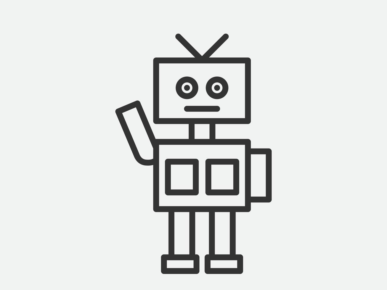 Robot toy icon on white background. Line style vector illustration