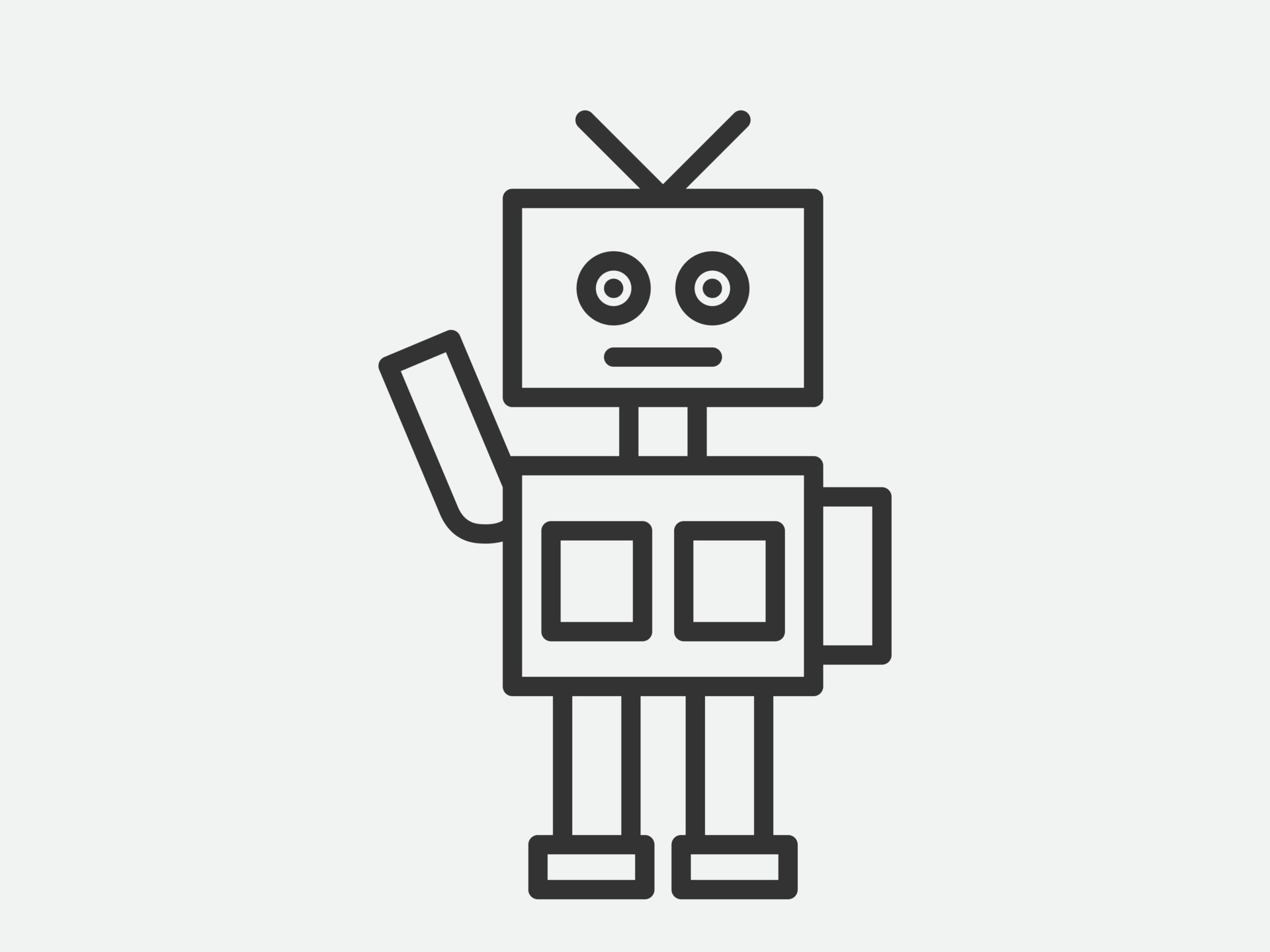 Black and white sales robot with remote