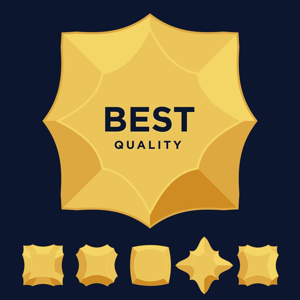 Gold star medal award best quality flat design set vector