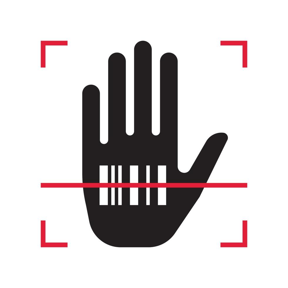 Scanning the barcode of a person located on the hand. Biometric sign. Vector illustration