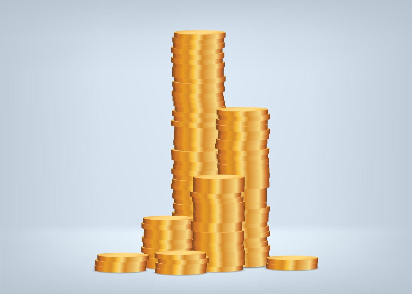 Savings from gold coins. Vector illustration.