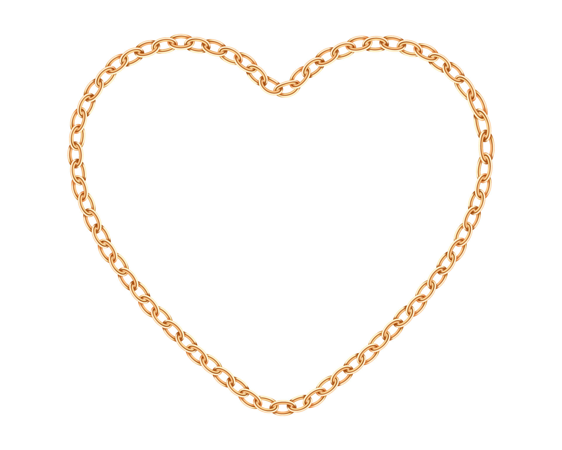 Realistic Golden Chain Texture Gold Chains Link Heart Isolated On White Background Love Symbol Jewelry Chainlet Three Dimensional Design Element Vector Art At Vecteezy