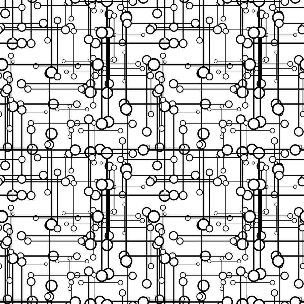 Technology pattern seamless black and white design. Vector abstract computer digital background.