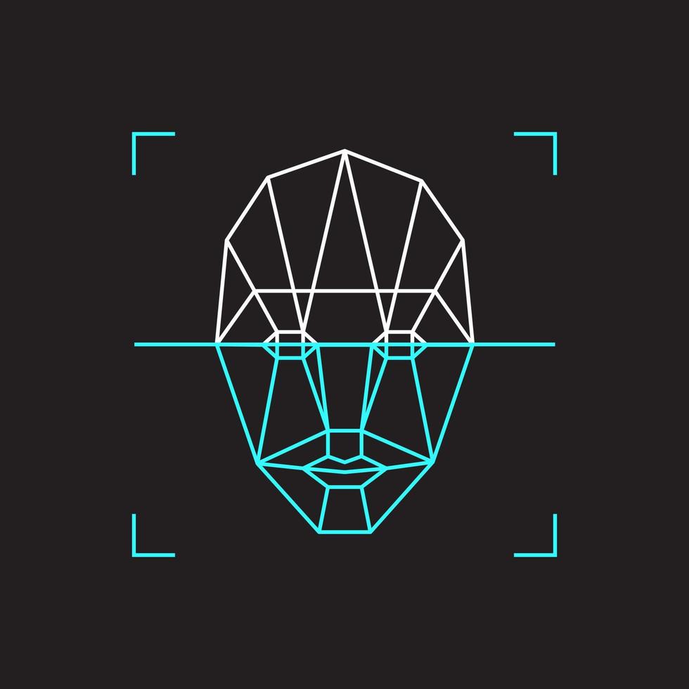 Recognition icon. Face id identity biometric verification sign. Authentication technology mobile phone, smartphone, other devices. vector