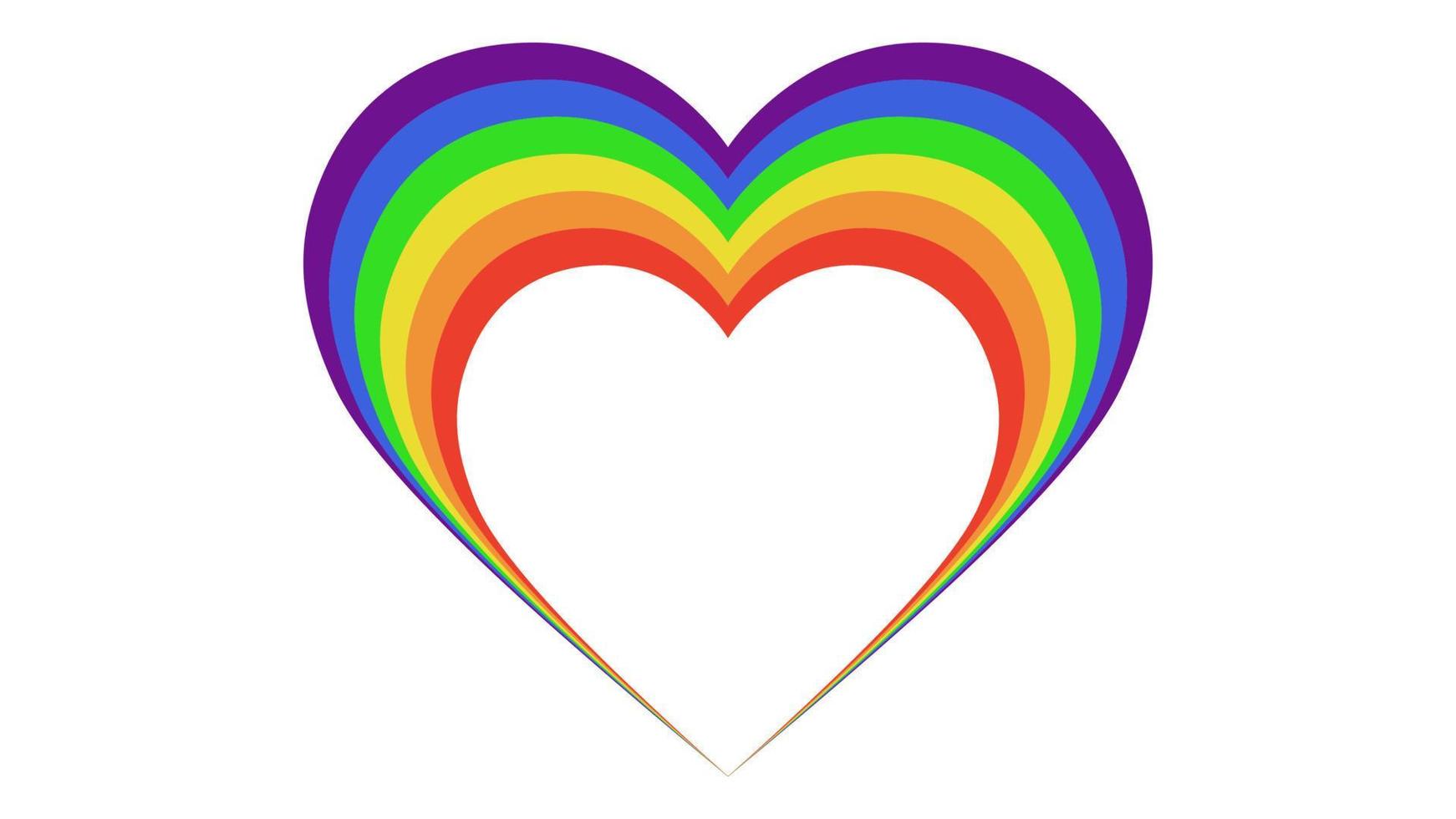 A stylized heart in the colors of the LGBT flag. Rainbow heart shape. vector