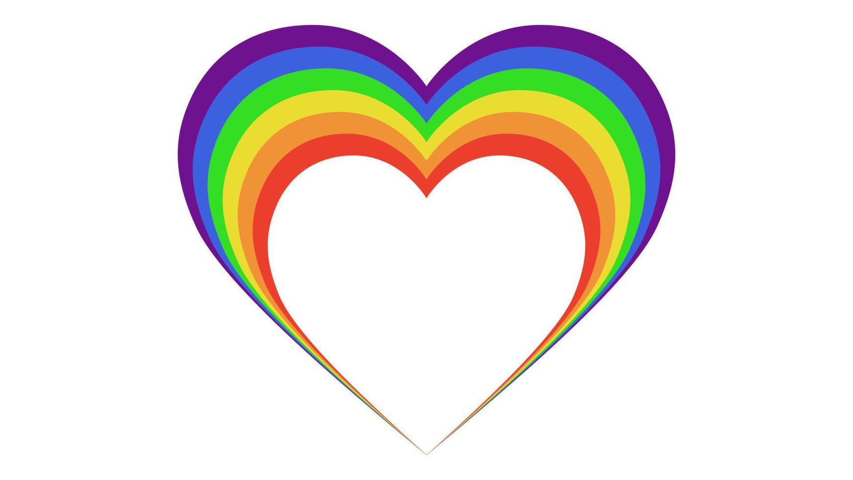 A stylized heart in the colors of the LGBT flag. Rainbow heart shape. vector