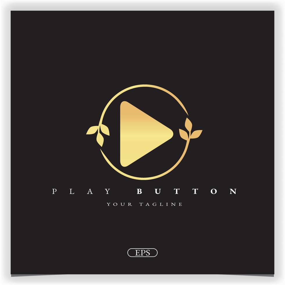 botón de reproducción de oro logo premium elegante plantilla vector eps 10