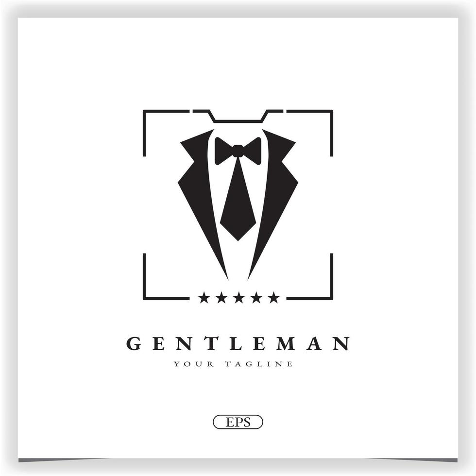 Bow tie tuxedo suit gentleman fashion tailor clothes vintage classic logo premium elegant template vector eps 10