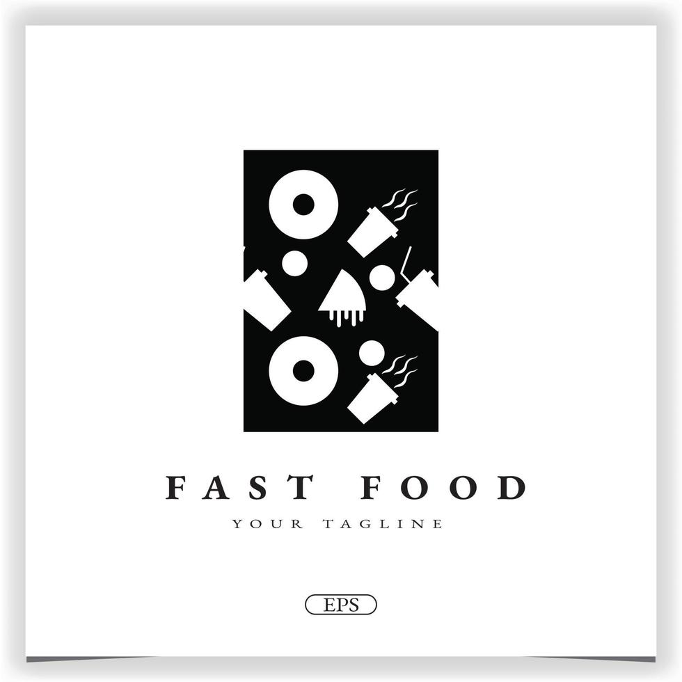logotipo cuadrado de comida rápida plantilla elegante premium vector eps 10