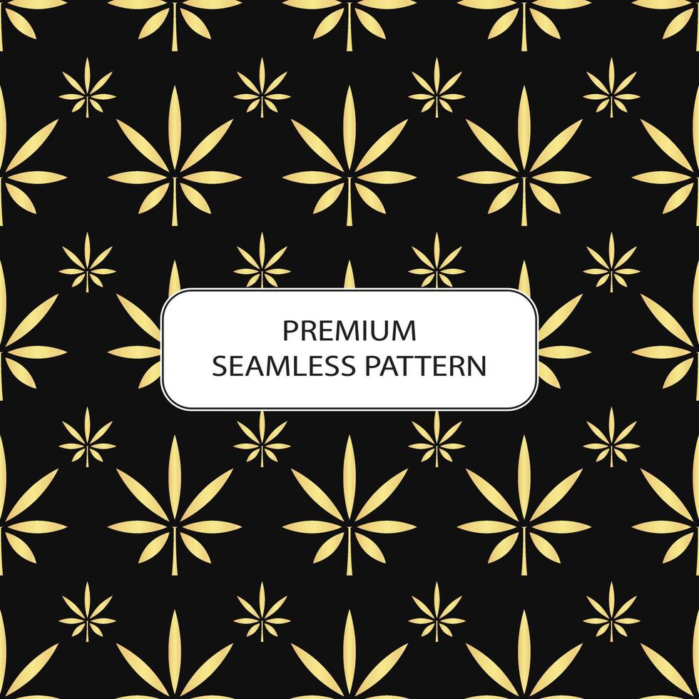 gold cannabis leaf seamless pattern abstract premium vector design