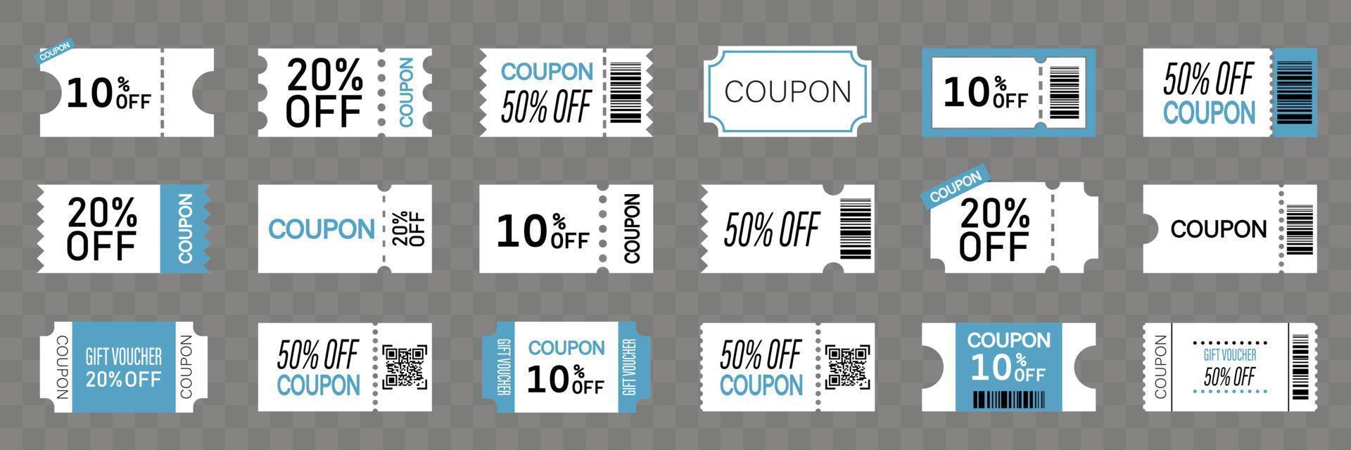 Collection various coupon promotion. Vintage tickets, coupons, discount coupon, gift voucher vector