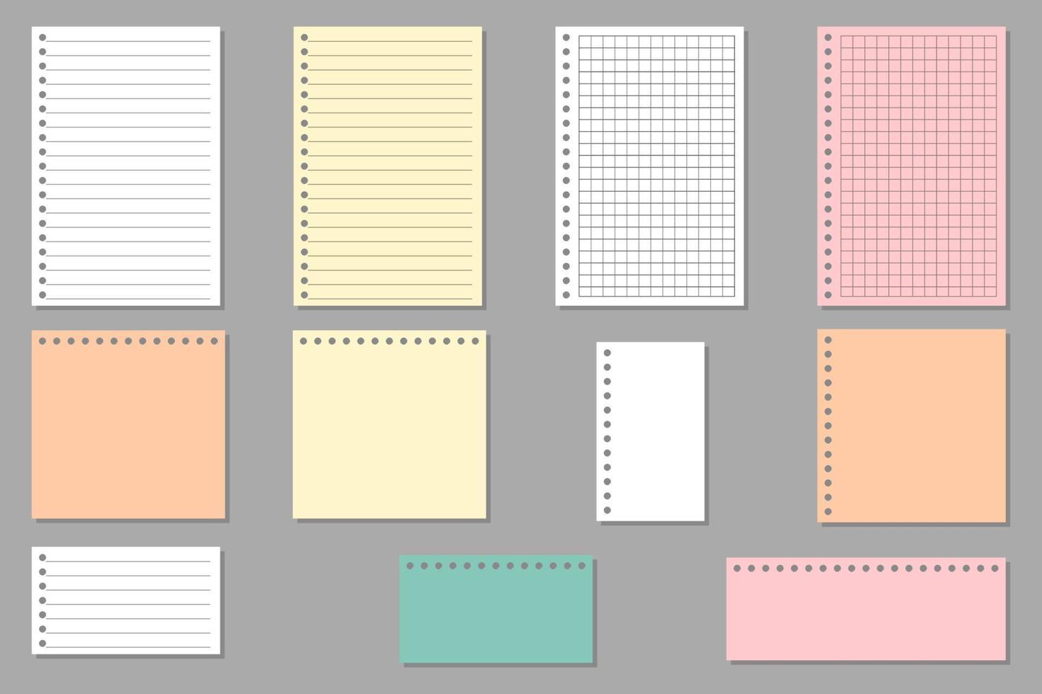 hojas en blanco de vector de colección de papel cuadrado y línea